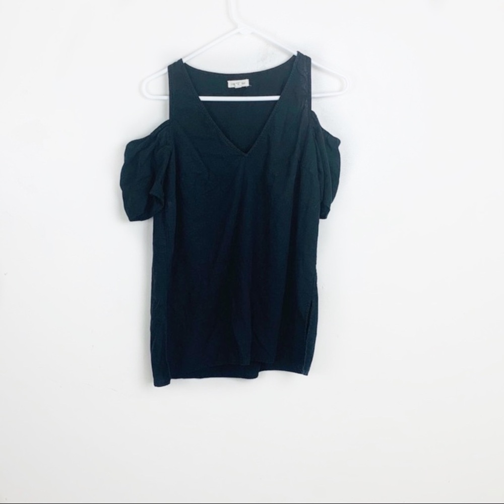 Silence + Noise Cold Shoulder Ruffle Sleeve Dress